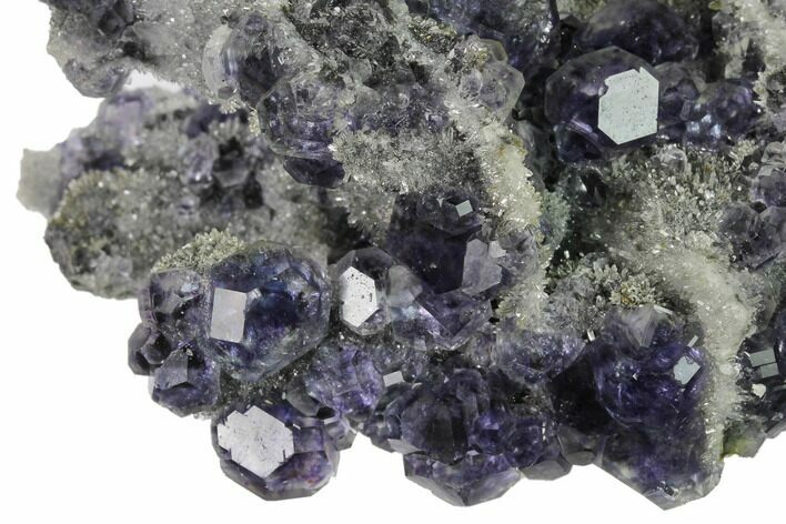 Purple Cuboctahedral Fluorite Crystals on Quartz - China #163251
